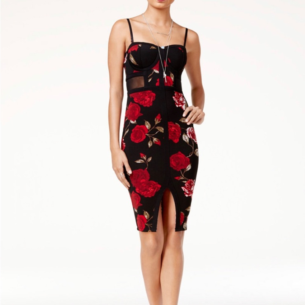 Material Girl Junior’s Printed Illusion Bodycon Dress